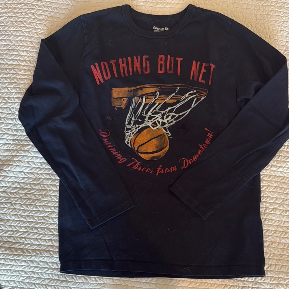 GapKids Black Long Sleeve Basketball Graphic Tee, size M (8)